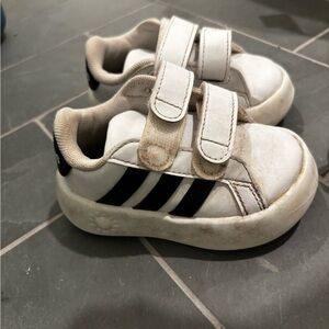 Adidas White and Black Sneakers with Velcro Straps